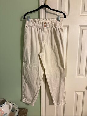 Universal Thread Cream Paperbag Waist Cotton Pants
